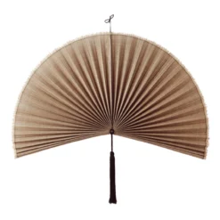 Wandornament Bamboe waaier bruin XL