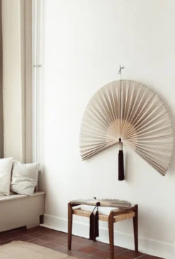 Wandornament bamboe waaier naturel XL