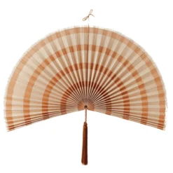 Wandornament bamboe waaier terracotta XL