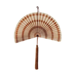 Wandornament bamboe waaier terracota M