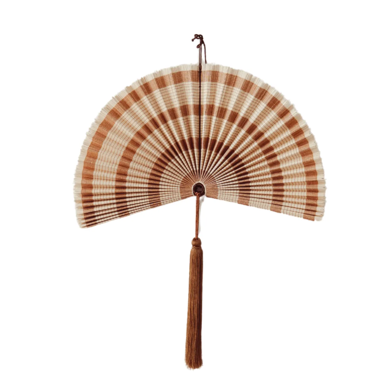 Wandornament bamboe waaier terracota M