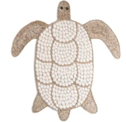 Wandornament Schildpad witte schelpen/kraaltjes Medium 50cm