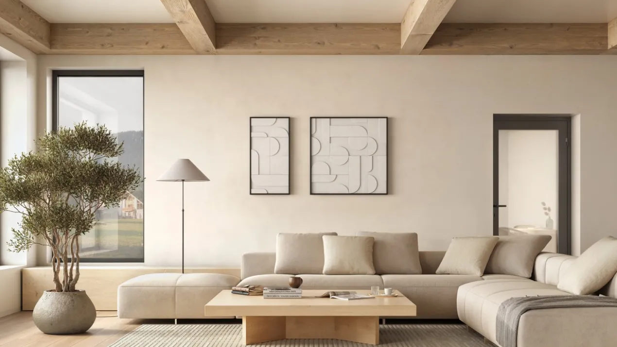 Wandpaneel Duet 40x20 cm beige - set van 4