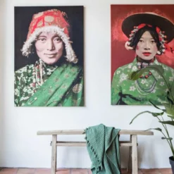 Wandpaneel geweven Tibetan Woman 80x120 cm