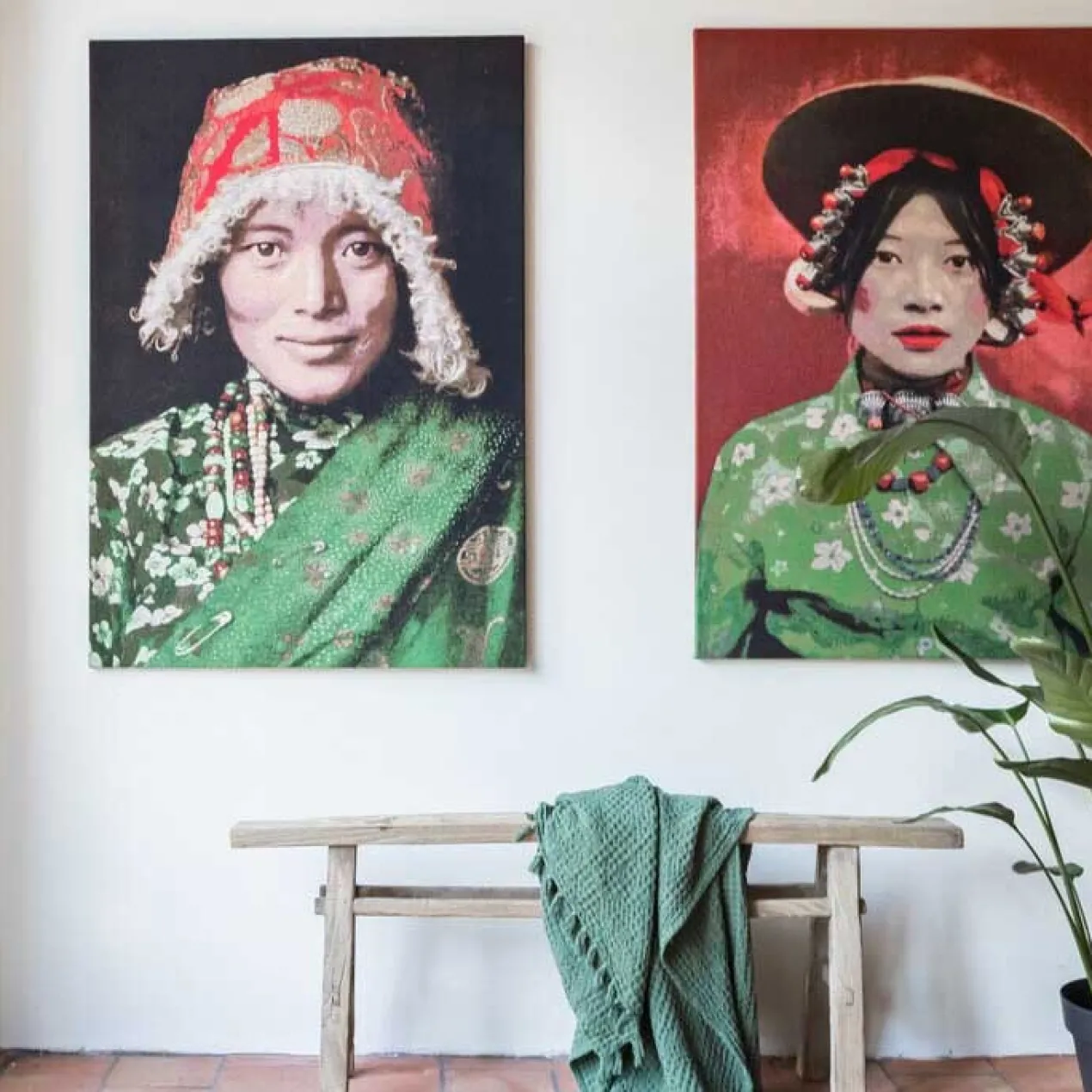 Wandpaneel geweven Tibetan Woman 80x120 cm