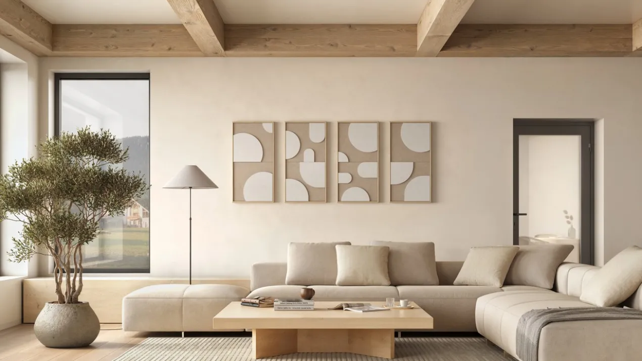 Wandpaneel Luna brown/beige 40x40 cm set van 4