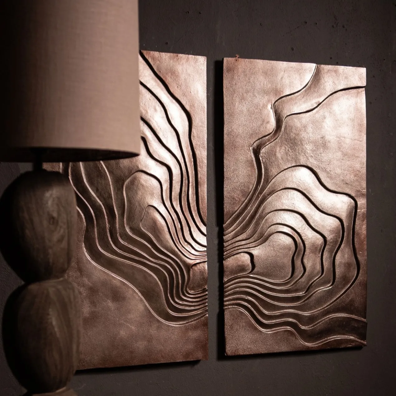 Wandpaneel Sierra brons 100x90 cm - set van 2