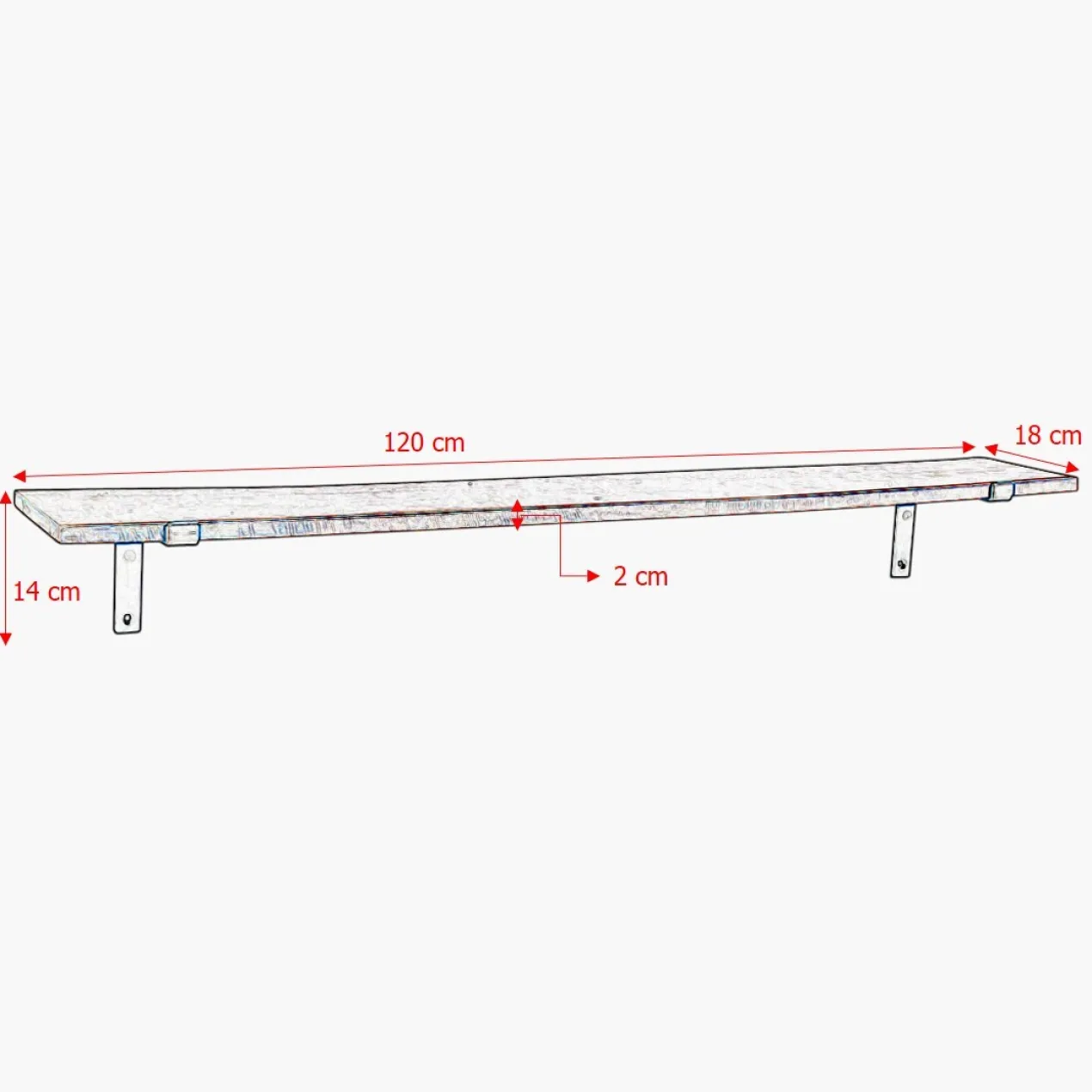 Wandplank Factory maat L - set van 2 (ACFW60A)