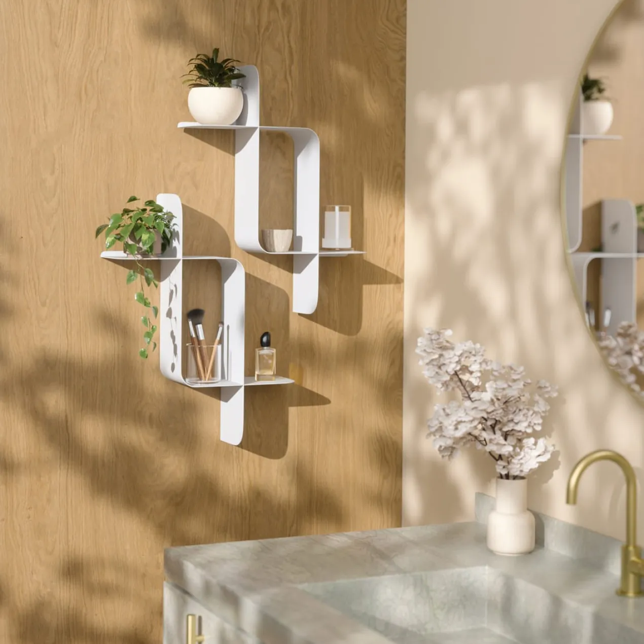 Wandplank Montage metaal wit - set van 2