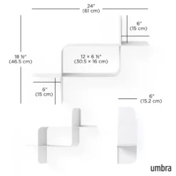 Wandplank Montage metaal wit - set van 2