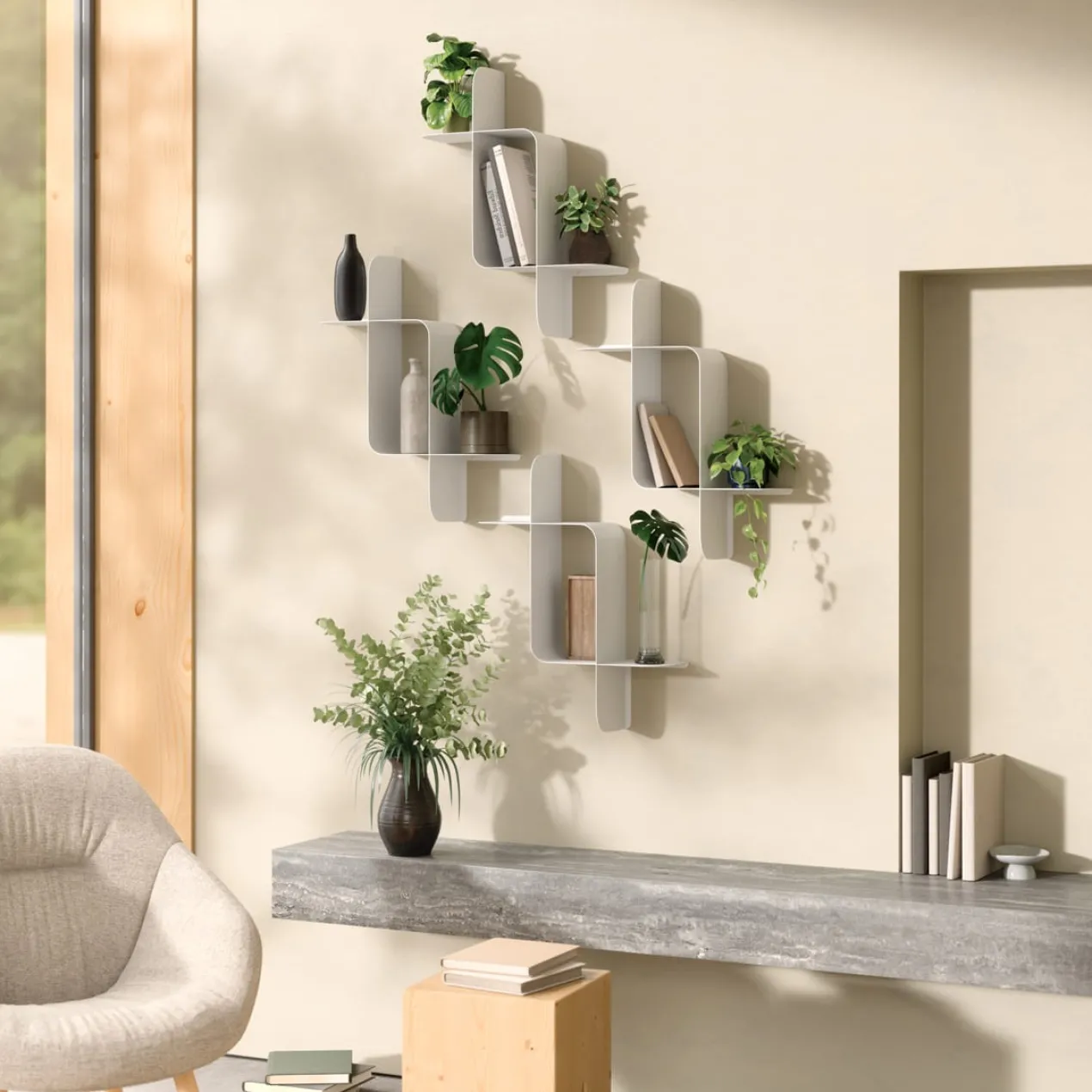 Wandplank Montage metaal wit - set van 2