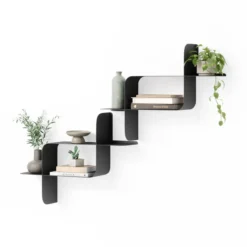 Wandplank Montage metaal zwart - set van 2