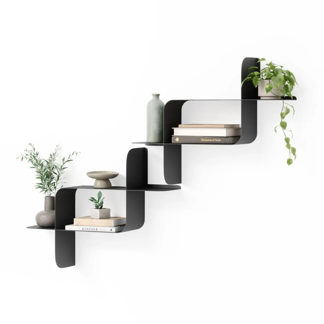 Wandplank Montage metaal zwart - set van 2