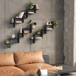 Wandplank Montage metaal zwart - set van 2