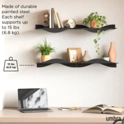 Wandplank Surf zwart - set van 2