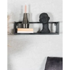 Wandplank Vintage zwart mangohout klein – set van 2