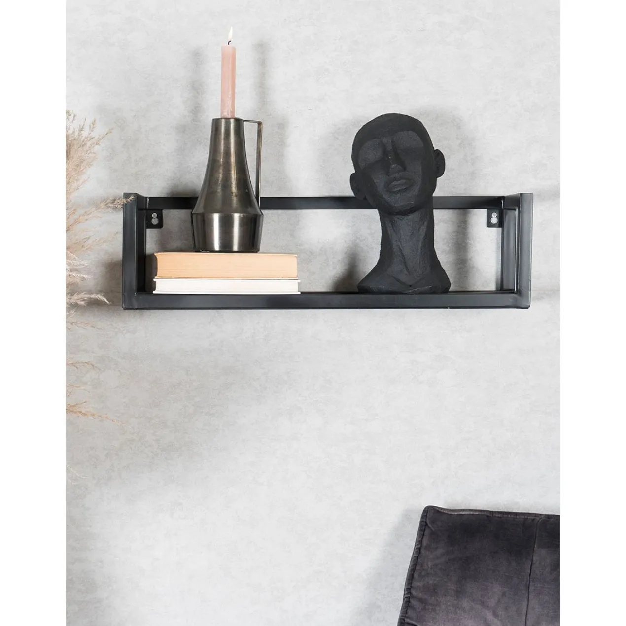 Wandplank Vintage zwart mangohout klein – set van 2