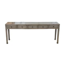 Wandtafel groen/bruin 5 lades wandtafel groen/bruin 5la 218x42x86