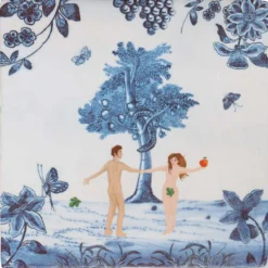 Wandtegel Adam & eve in the garden of eden S