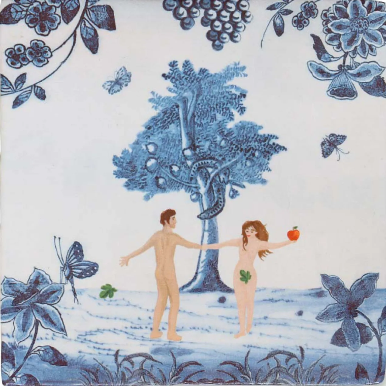 Wandtegel Adam & eve in the garden of eden M
