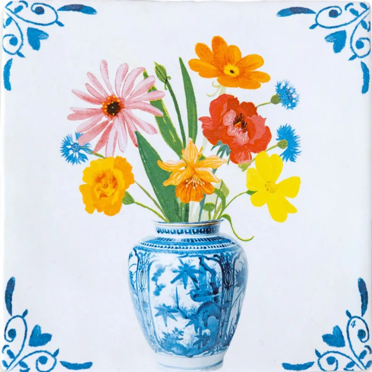Wandtegel A Vase with love and bliss S