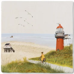 Wandtegel Fietsend op Vlieland S