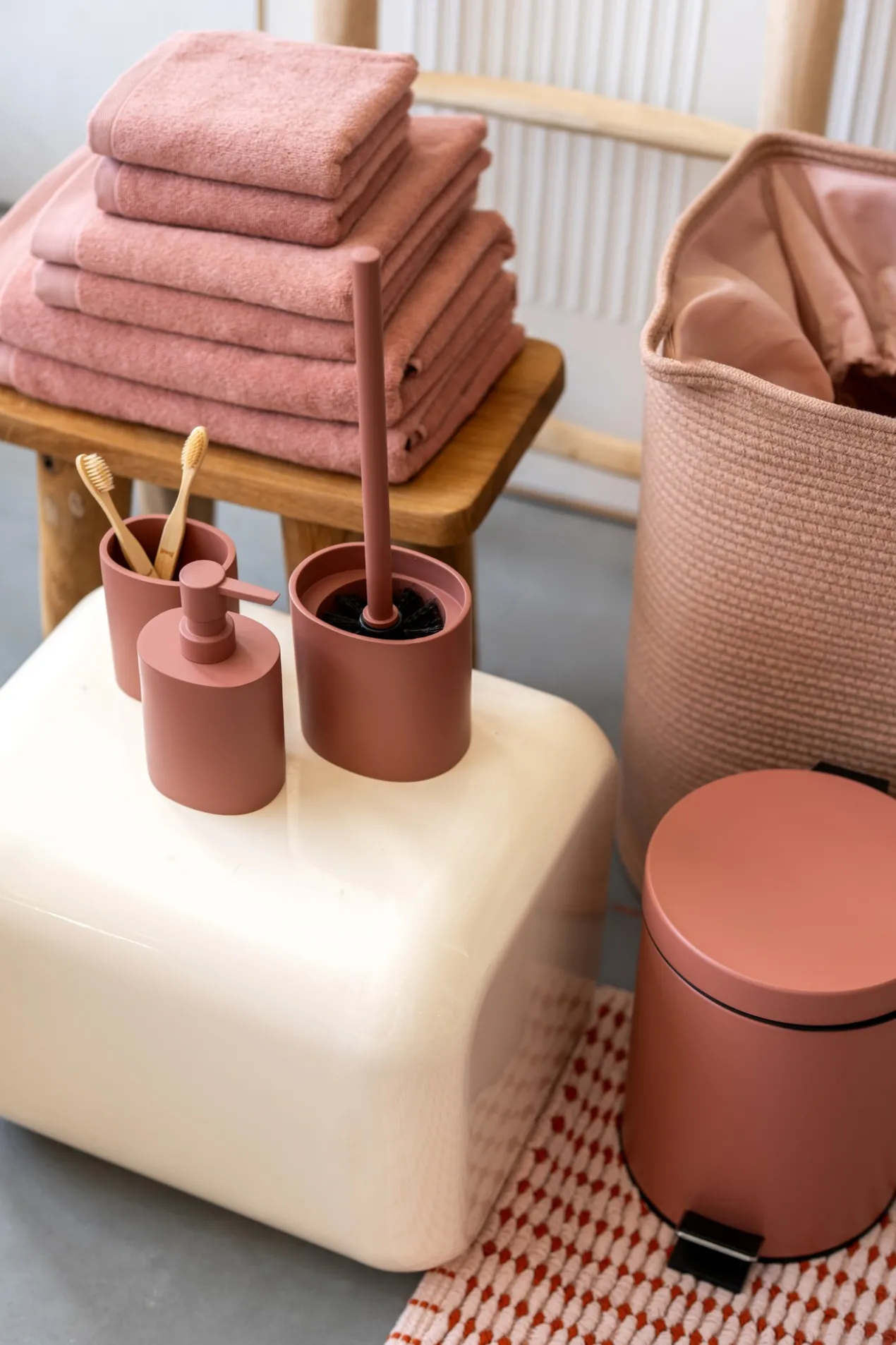 Wasmand katoen blush Ø35 cm