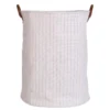 Wasmand leren hengsels stripe beige/naturel Ø42 cm