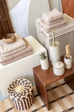 Wasmand rechthoek stripe brown