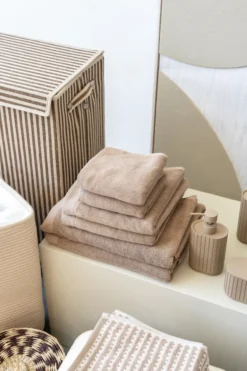 Wasmand rechthoek stripe brown