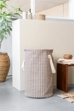 Wasmand rond bruin square Ø38 cm