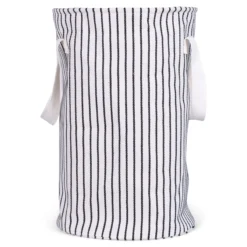 Wasmand Rond Stripe black/naturel Ø38 cm