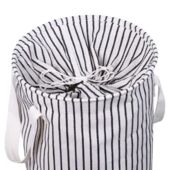 Wasmand Rond Stripe black/naturel Ø38 cm