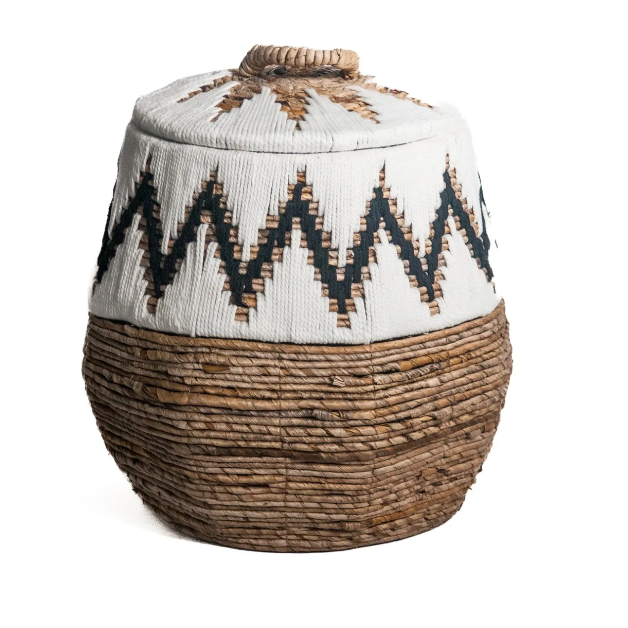 Waterhyacint mand Tali met deksel wit/naturel Medium