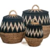 Waterhyacint mand Tali met deksel zwart/naturel Medium