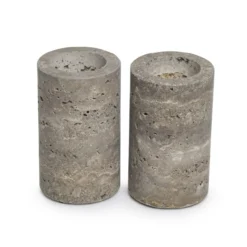 Waxinelichthouder cilinder Titanium Travertine L 6x10cm