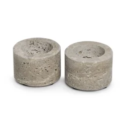 Waxinelichthouder cilinder Titanium Travertine S 6x4cm