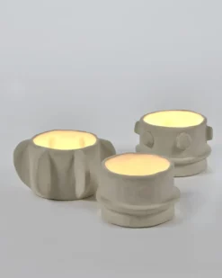 Waxinelichthouder Molly beige - set van 3