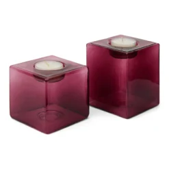 Waxinelichthouder Pia H10 cm burgundy