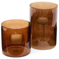 Waxinelichthouder Sia brown H15 cm