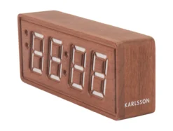Wekker Solid Wood Engraved - Donker hout