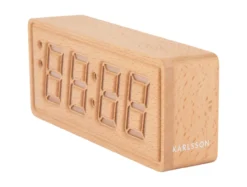 Wekker Solid Wood Engraved - Licht hout