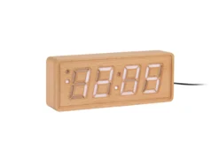 Wekker Solid Wood Engraved - Licht hout