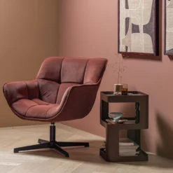 Wibo draaifauteuil mat velvet bruinrood [fsc]