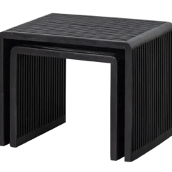 Willa bijzettafels recycled teak zwart - set van 2