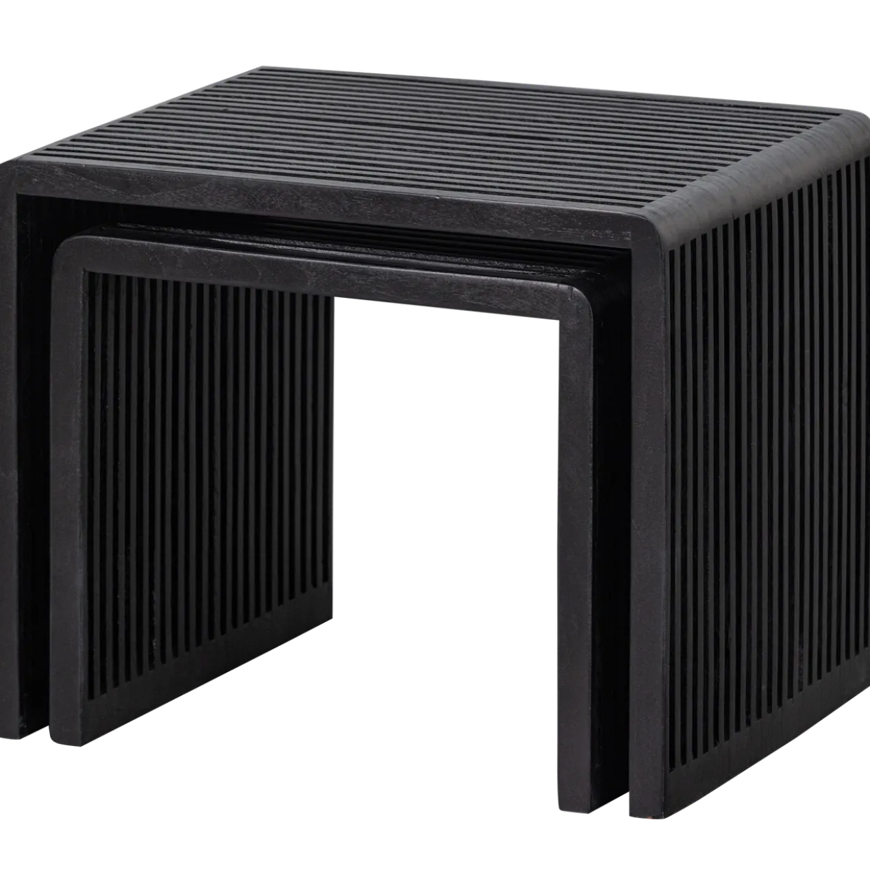 Willa bijzettafels recycled teak zwart - set van 2