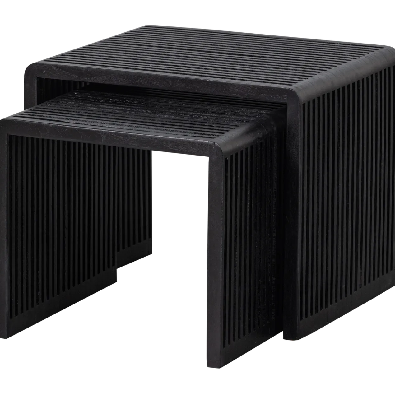 Willa bijzettafels recycled teak zwart - set van 2