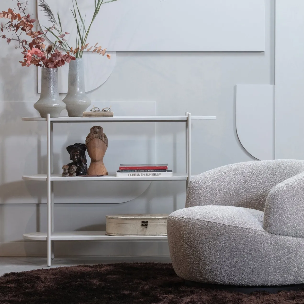 Woolly draaifauteuil boucle naturel melange