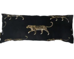 Woonkussen luipaard 50 x 30 zwart brons