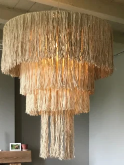 XXL Macramehanglamp XXL Kroonluchter touw naturel 90 cm